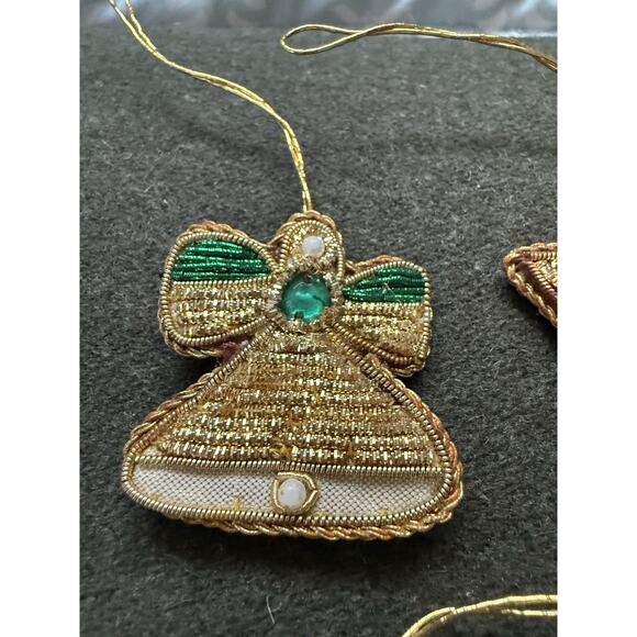 8 Vintage Christmas Ornaments, Velvet Beaded Pearls Holiday 2” - Picture 4 of 9